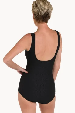 One Pieces|Maxine Shirred Front Pool One Piece Black
