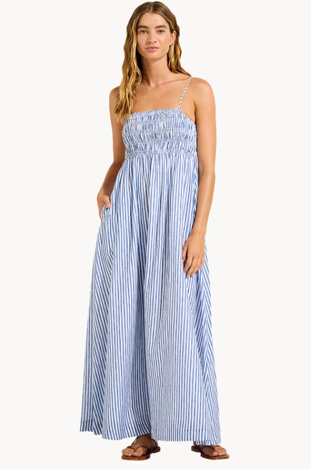 Dresses|Seafolly Shirred Midi Dress Marine