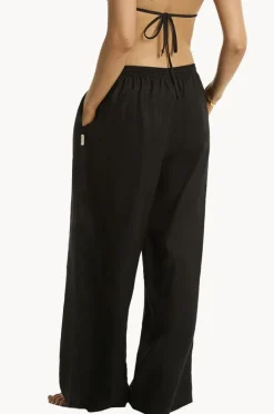 Pants|Sea Level Shore Linen Palazzo Pant Black