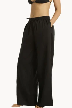 Pants|Sea Level Shore Linen Palazzo Pant Black