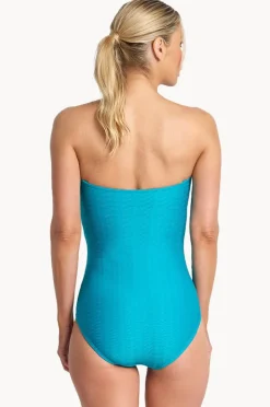 One Pieces|Jantzen Sky High Bar Bandeau One Piece Aqua