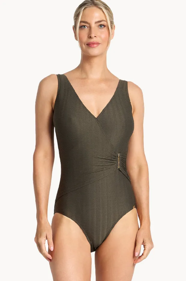 One Pieces|Jantzen Sky High Bar Surplice One Piece Army