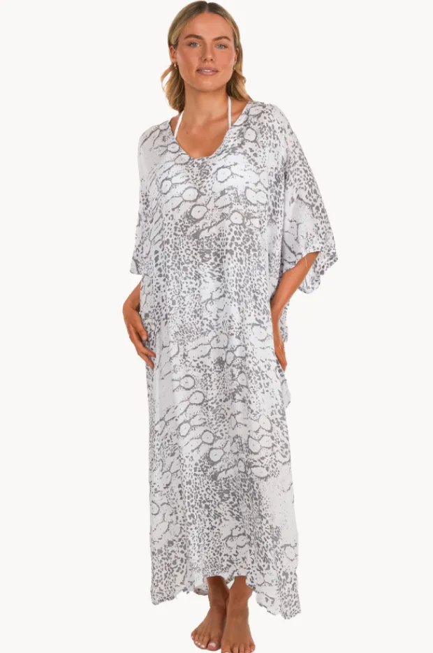 Overswim|Sundrenched Snake Animal Long Kaftan Grey