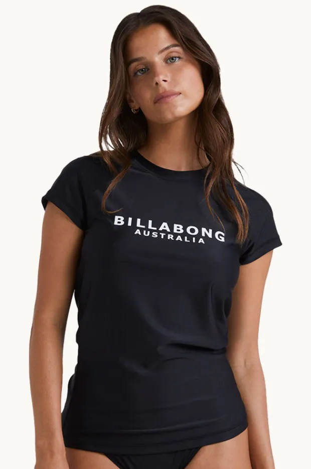 Rashies & Sunsuits|Billabong Society Short Sleeve Suntop BLACK