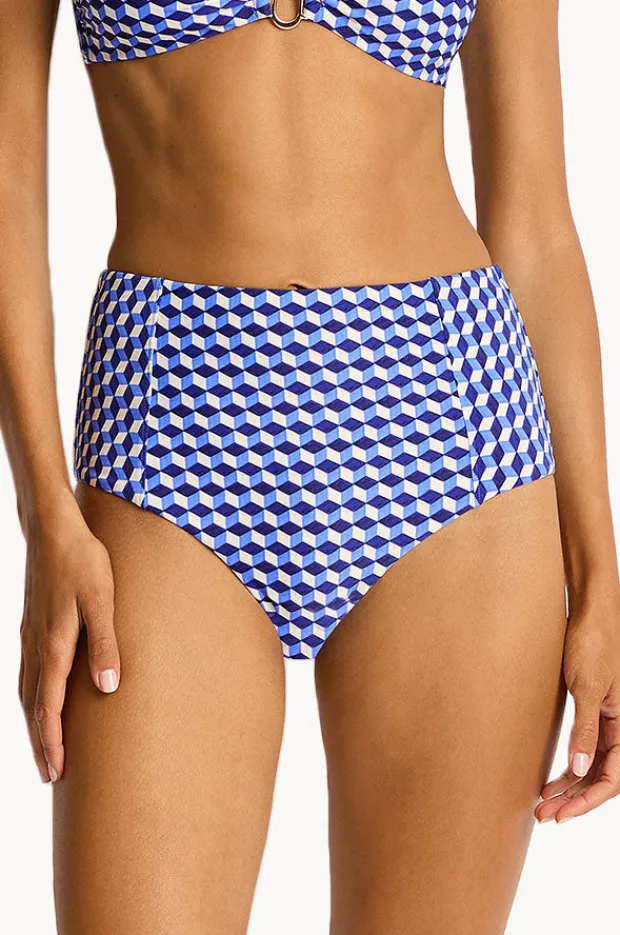 Bottoms|Sea Level Solara Panelled High Waist Pant Blue