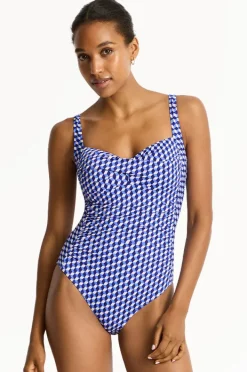 One Pieces|Sea Level Solara Twist Front One Piece Blue