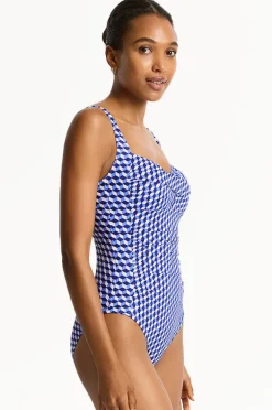 One Pieces|Sea Level Solara Twist Front One Piece Blue