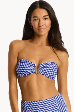 Bikini Tops|Sea Level Solara U Bar Bandeau Blue