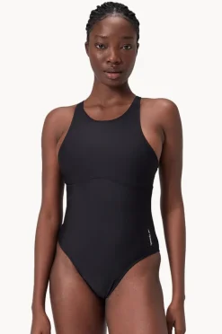 One Pieces|Speedo Solid High Neck One Piece BLACK
