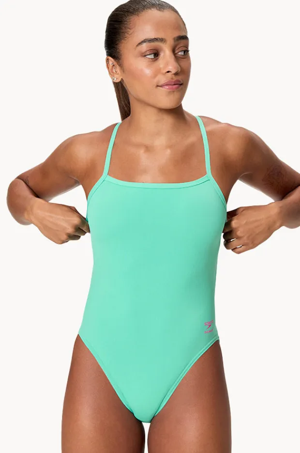 One Pieces|Speedo Solid V-back 2.0 One Piece Aqua