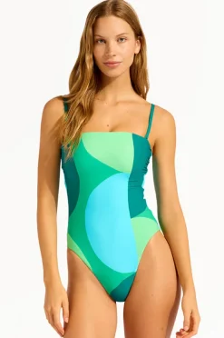 One Pieces|Seafolly Sorrento DD Cup Bandeau One Piece Vivid green