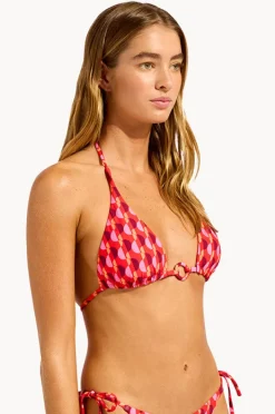Bikini Tops|Seafolly Sorrento Reversible Longline Slide Tri Flame