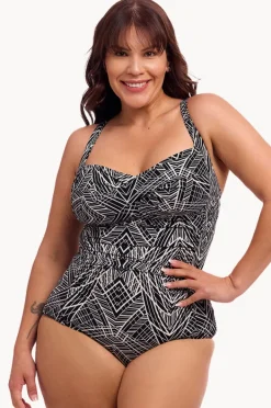 One Pieces|Funkita Space Signals DD/E Cup Twist Front One Piece Black/white