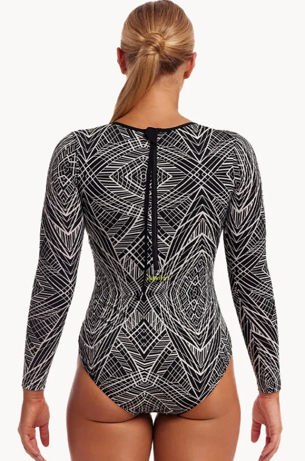 Rashies & Sunsuits|Funkita Space Signals Love Cover Sunsuit Black/white