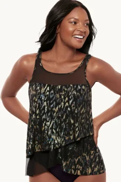 Tankini Tops|Miraclesuit Sparkle Plenty Mirage Tankini Separate Black/gold