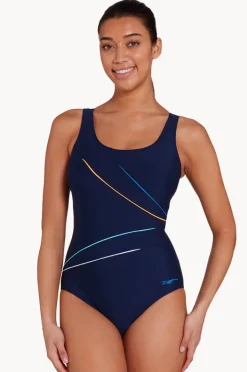 One Pieces|Zoggs Spatial Macmaster Adjustable Scoopback One Piece Navy/multi