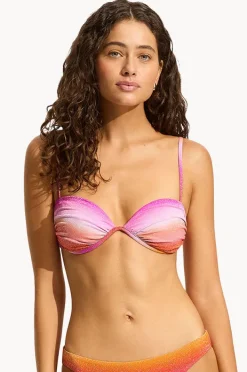 Bikini Tops|Seafolly Spectrum Ruched Split Wire Bra Hot pink