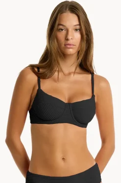 Bikini Tops|Sea Level Spinnaker Balconette Bra Black