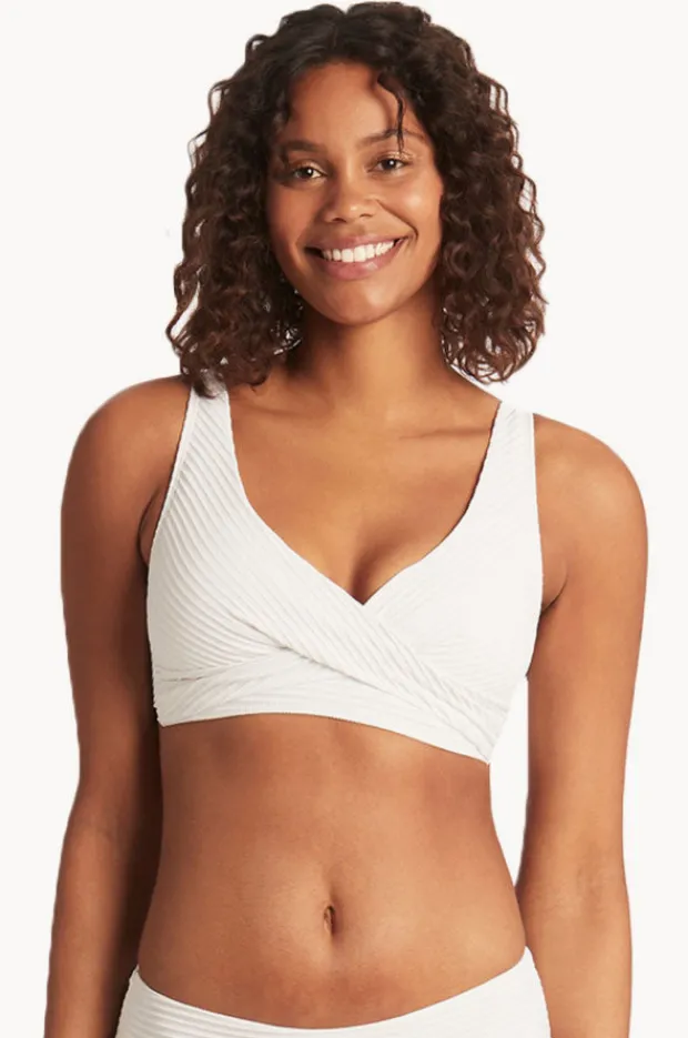 Bikini Tops|Sea Level Spinnaker Cross Front Bra White