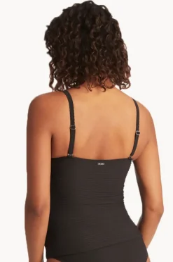 Tankini Tops|Sea Level Spinnaker Cross Front Tankini Separate Black