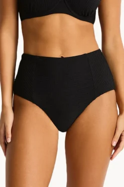 Bottoms|Sea Level Spinnaker Panelled High Waist Pant Black