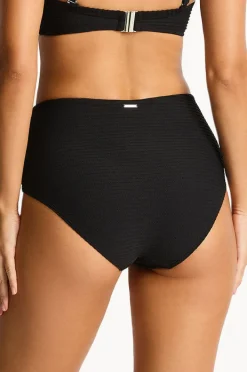 Bottoms|Sea Level Spinnaker Panelled High Waist Pant Black