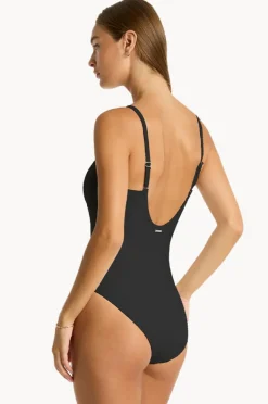 One Pieces|Sea Level Spinnaker Square Neck One Piece Black