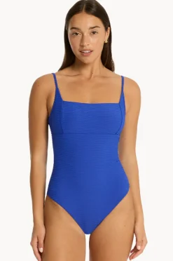 One Pieces|Sea Level Spinnaker Square Neck One Piece Cobalt
