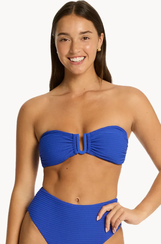 Bikini Tops|Sea Level Spinnaker U Bar Bandeau Cobalt