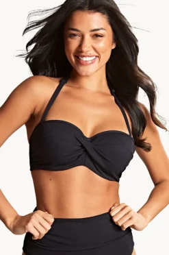 Bikini Tops|Panache Spirit Ella F Cup Twist Bandeau BLACK