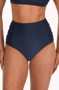 Bottoms|Base Swim Sports Gathered High Waist Pant Navy