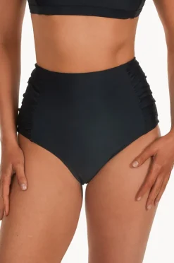 Bottoms|Base Swim Sports Gathered High Waist Pant Black