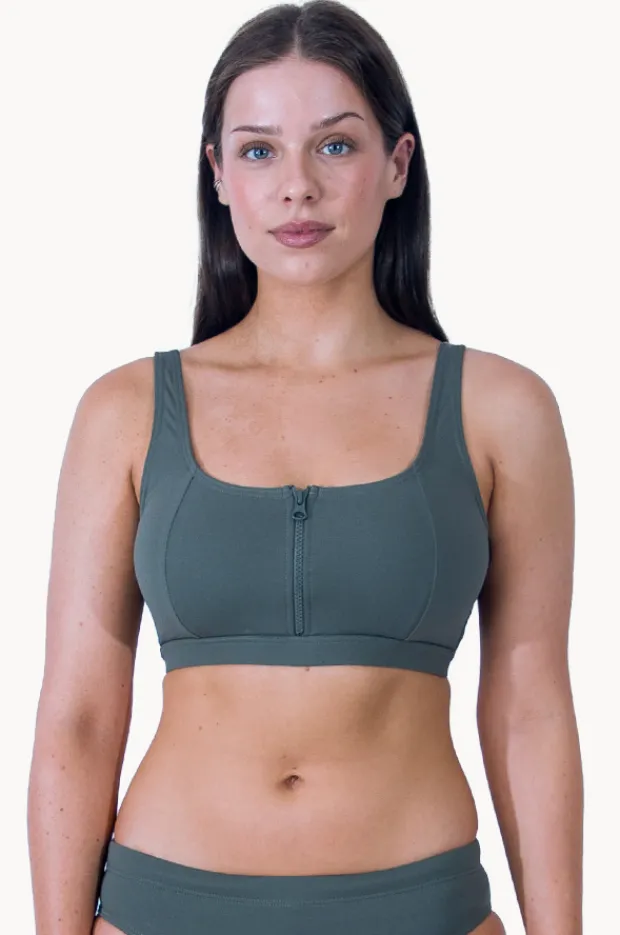 Bikini Tops|Base Swim Sports Multi Fit Crop Khaki