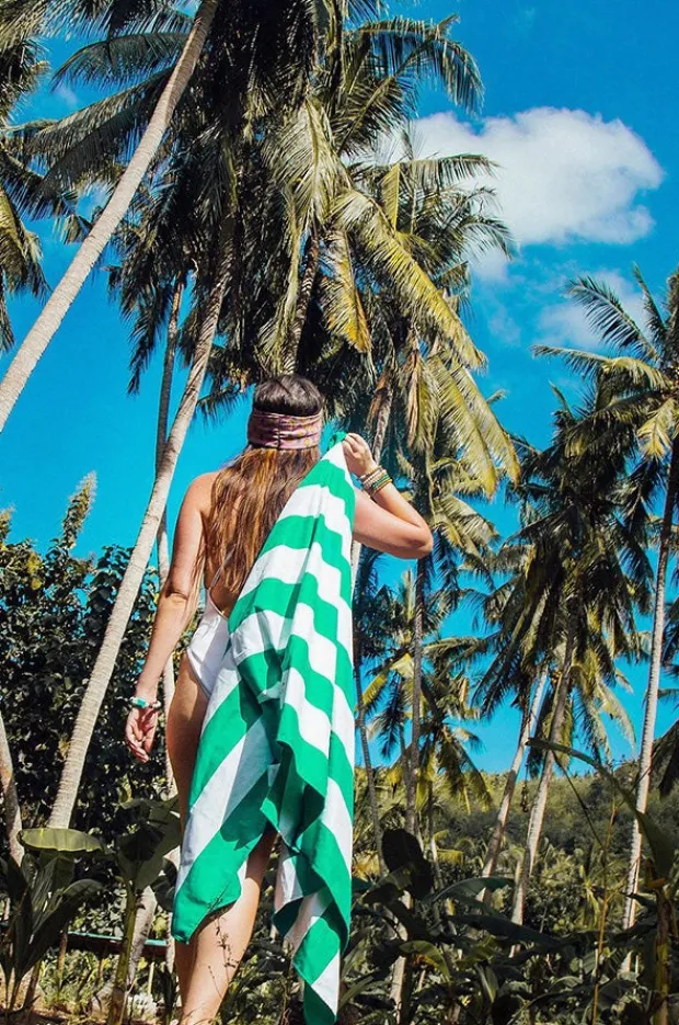 Towels|Towels|Dock And Bay Stripe Cabana Microfibre Towel Green cancun