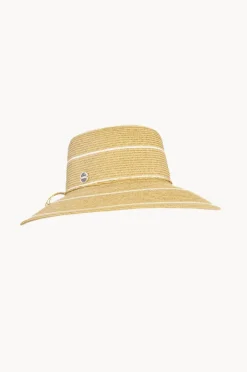Headwear|Sundaise Stripe Down Brim Hat White/Natural