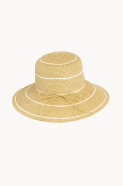 Headwear|Sundaise Stripe Down Brim Hat White/Natural