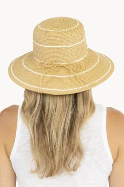 Headwear|Sundaise Stripe Down Brim Hat White/Natural