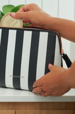 Travel|Bags|Annabel Trends Stripe Large Vanity Bag Black/white