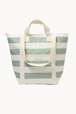 Cooler Bags|Picnic Vibes|Sunny Life Stripe Light Cooler Tote Sage