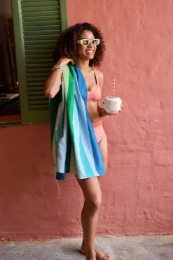 Towels|Towels|Dock And Bay Stripe Summer Microfibre Towel Lagoon