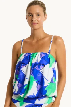 Tankini Tops|Sea Level Sublime Blouson Bandeau Tankini Separate Cobalt