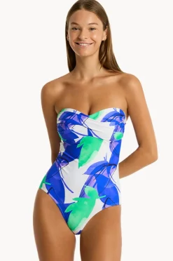 One Pieces|Sea Level Sublime Twist Bandeau One Piece Cobalt
