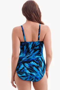One Pieces|Longitude Summer Waves Shirred Sweetheart Tank One Piece Blue