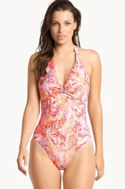 One Pieces|Sunseeker Sundance Bar Halter One Piece Peach