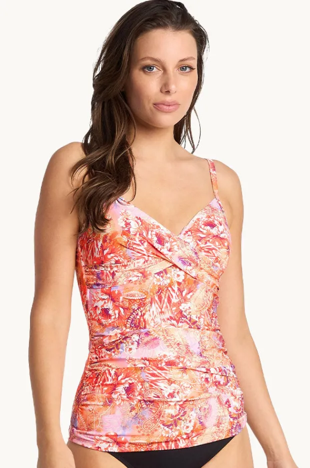 Tankini Tops|Sunseeker Sundance Twist Front Ruched Tankini Separate Peach