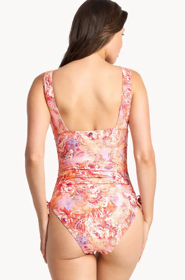 One Pieces|Sunseeker Sundance Vee Tie Side One Piece Peach