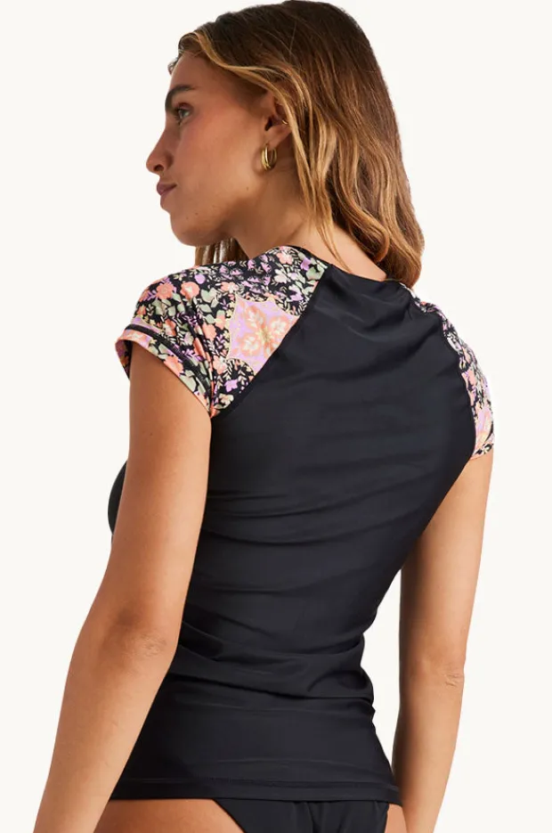 Rashies & Sunsuits|Billabong Sunrise Coast Wahine Short Sleeve Suntop Black