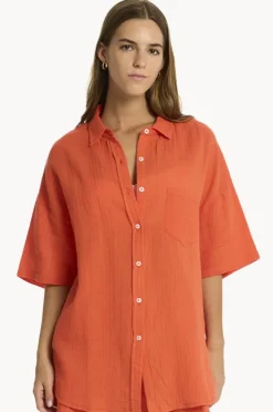 Tops|Sea Level Sunset Aloha Shirt Flame