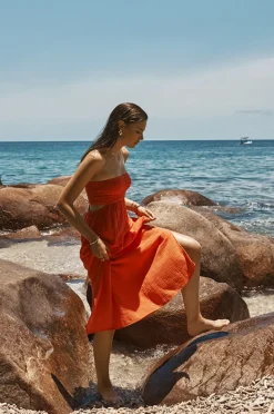 Dresses|Sea Level Sunset Bandeau Dress Flame