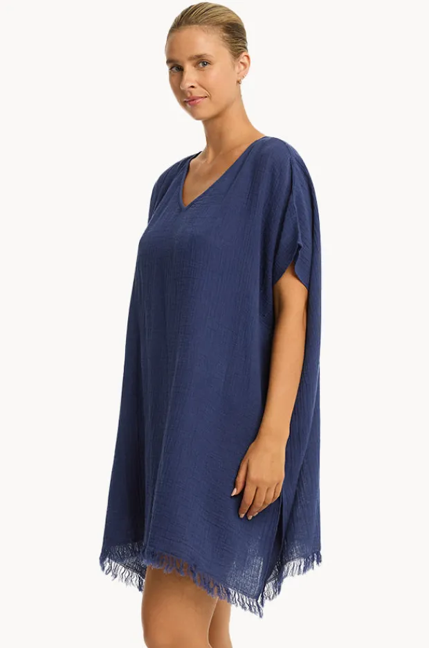 Overswim|Sea Level Sunset Kaftan French navy